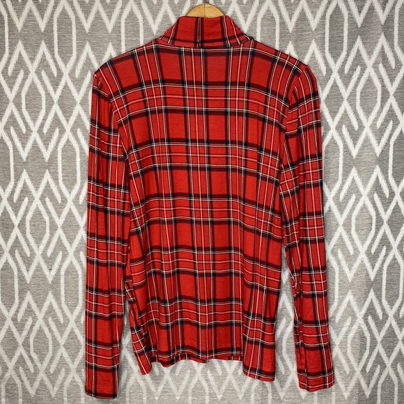 LOFT Turtleneck Shirt Red Plaid Holiday Festive Outfit Size: Large - Picture 2 of 4